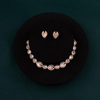 ChicCharm Jewellery Brass And Copper Gold Plated Polki Kundan Necklace Set