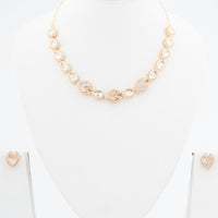 ChicCharm Jewellery Brass And Copper Gold Plated Polki Kundan Necklace Set