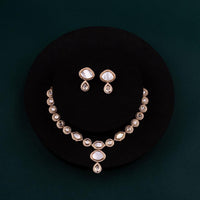 ChicCharm Jewellery Brass And Copper Gold Plated Polki Kundan Necklace Set