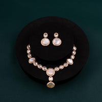 ChicCharm Jewellery Brass And Copper Gold Plated Polki Kundan Necklace Set