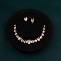 ChicCharm Jewellery Brass And Copper Gold Plated Polki Kundan Necklace Set
