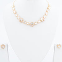 ChicCharm Jewellery Brass And Copper Gold Plated Polki Kundan Necklace Set