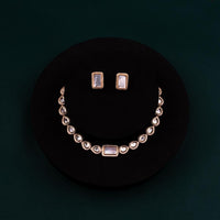 ChicCharm Jewellery Brass And Copper Gold Plated Polki Kundan Necklace Set