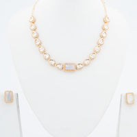 ChicCharm Jewellery Brass And Copper Gold Plated Polki Kundan Necklace Set