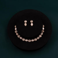 ChicCharm Jewellery Brass And Copper Gold Plated Polki Kundan Necklace Set
