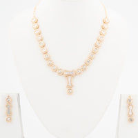 ChicCharm Jewellery Brass And Copper Gold Plated Polki Kundan Necklace Set