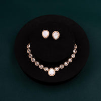 ChicCharm Jewellery Brass And Copper Gold Plated Polki Kundan Necklace Set