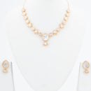 ChicCharm Jewellery Brass And Copper Gold Plated Polki Kundan Necklace Set