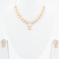 ChicCharm Jewellery Brass And Copper Gold Plated Polki Kundan Necklace Set