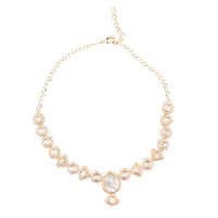 ChicCharm Jewellery Brass And Copper Gold Plated Polki Kundan Necklace Set