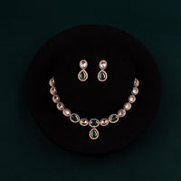 ChicCharm Jewellery Brass And Copper Gold Plated Polki Kundan Necklace Set