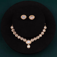 ChicCharm Jewellery Brass And Copper Gold Plated Polki Kundan Necklace Set