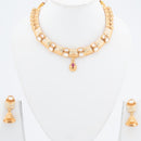 ChicCharm Jewellery Brass And Copper Gold Plated Uncut Polki Micro Rajwadi Necklace Set