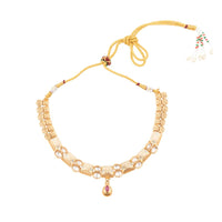 ChicCharm Jewellery Brass And Copper Gold Plated Uncut Polki Micro Rajwadi Necklace Set