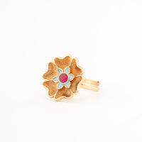 ChicCharm Jewellery Brass Gold Plated Synthetic Stone And Meenakari Rings