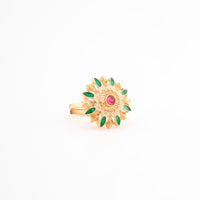 ChicCharm Jewellery Brass Gold Plated Synthetic Stone And Meenakari Rings