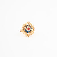 ChicCharm Jewellery Brass Gold Plated Synthetic Stone And Meenakari Rings