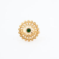 ChicCharm Jewellery Brass Gold Plated Synthetic Stone And Pearls Rings
