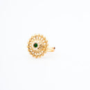 ChicCharm Jewellery Brass Gold Plated Synthetic Stone And Pearls Rings