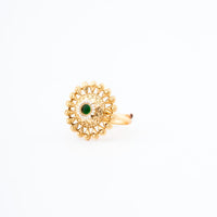ChicCharm Jewellery Brass Gold Plated Synthetic Stone And Pearls Rings