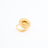ChicCharm Jewellery Brass Gold Plated Synthetic Stone And Pearls Rings