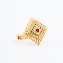 ChicCharm Jewellery Brass Gold Plated Synthetic Stone And Meenakari Rings