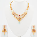 ChicCharm Jewellery Brass And Copper Gold Plated Uncut Polki Micro Rajwadi Necklace Set