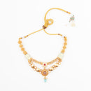 ChicCharm Jewellery Brass And Copper Gold Plated Uncut Polki Micro Rajwadi Necklace Set