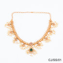 Chiccharm Jewellery Brass and Copper Rajwadi Temple Hasli Necklace Set