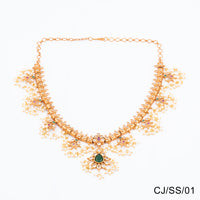 Chiccharm Jewellery Brass and Copper Rajwadi Temple Hasli Necklace Set