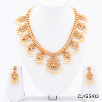 Chiccharm Jewellery Brass and Copper Rajwadi Temple Hasli Necklace Set