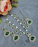 LAFZ  Elegant Teardrop Stone & Pearl Beaded Jewelry Set with Earrings & Maang Tikka - CK1692
