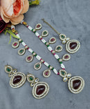 LAFZ  Elegant Teardrop Stone & Pearl Beaded Jewelry Set with Earrings & Maang Tikka - CK1692