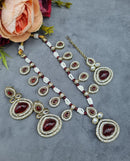 LAFZ  Elegant Teardrop Stone & Pearl Beaded Jewelry Set with Earrings & Maang Tikka - CK1692