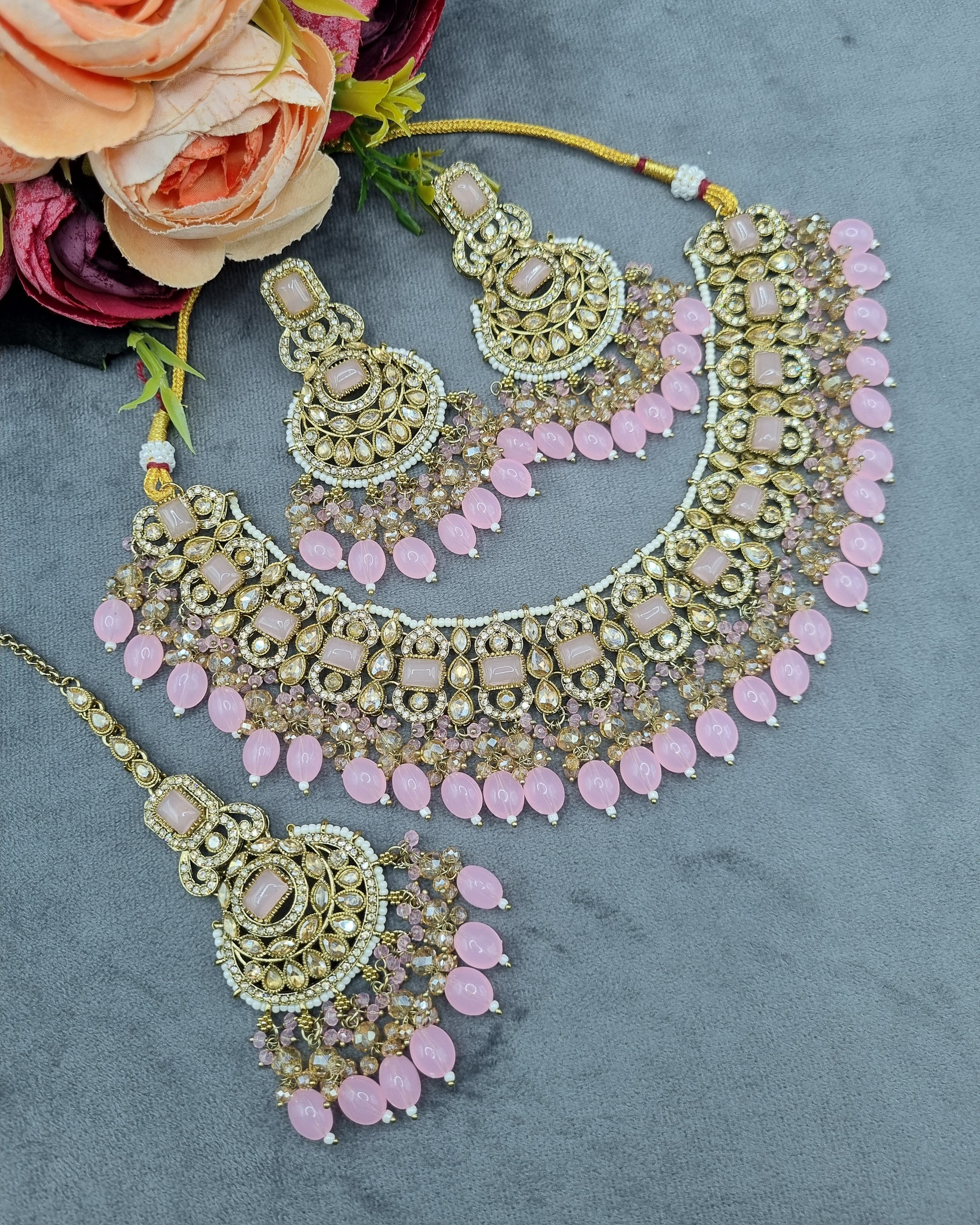 LAFZ  Crystal Jewelry Set with Earrings & Maang Tikka - CK1693
