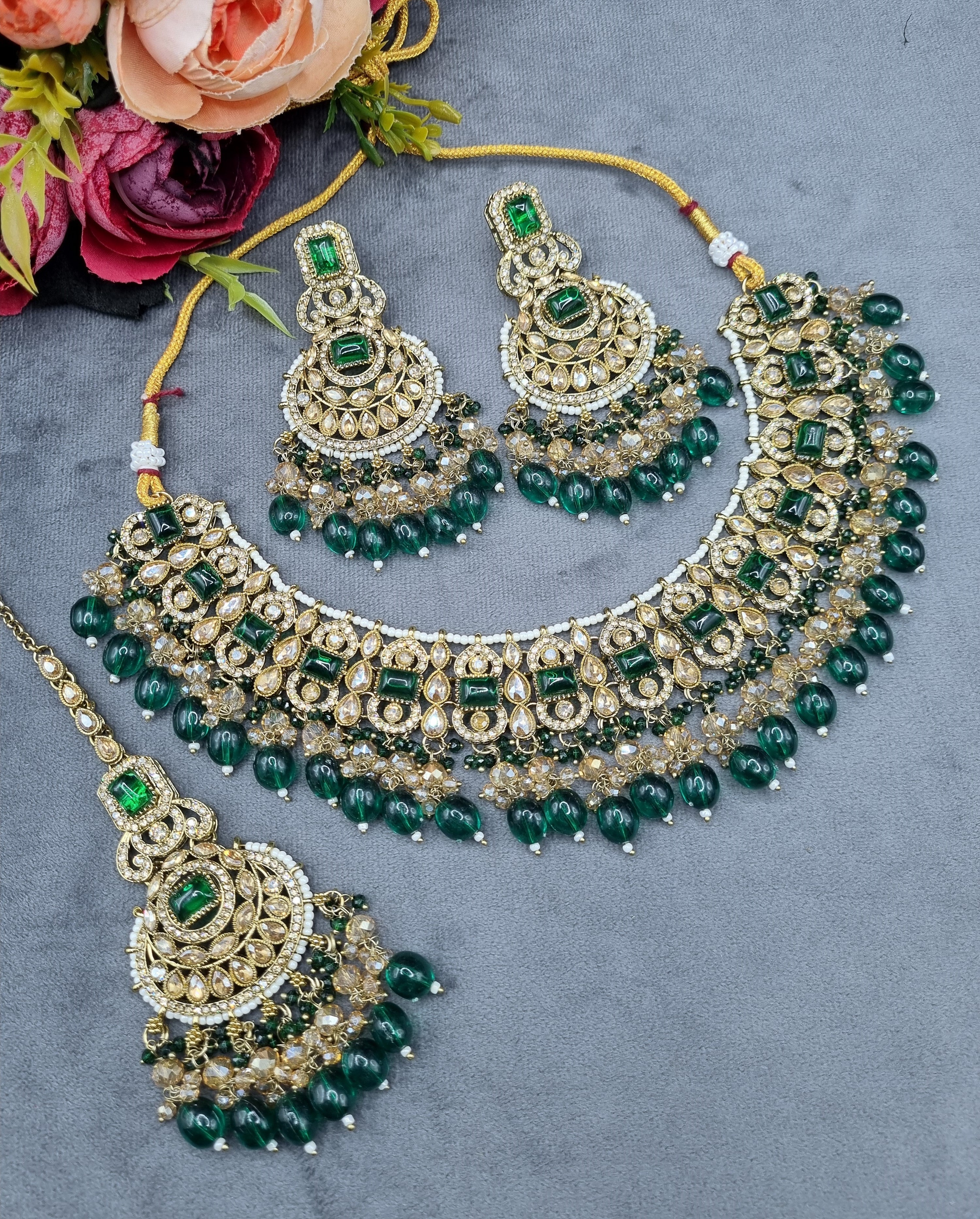 LAFZ  Crystal Jewelry Set with Earrings & Maang Tikka - CK1693