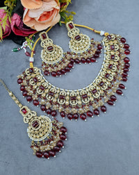 LAFZ  Crystal Jewelry Set with Earrings & Maang Tikka - CK1693