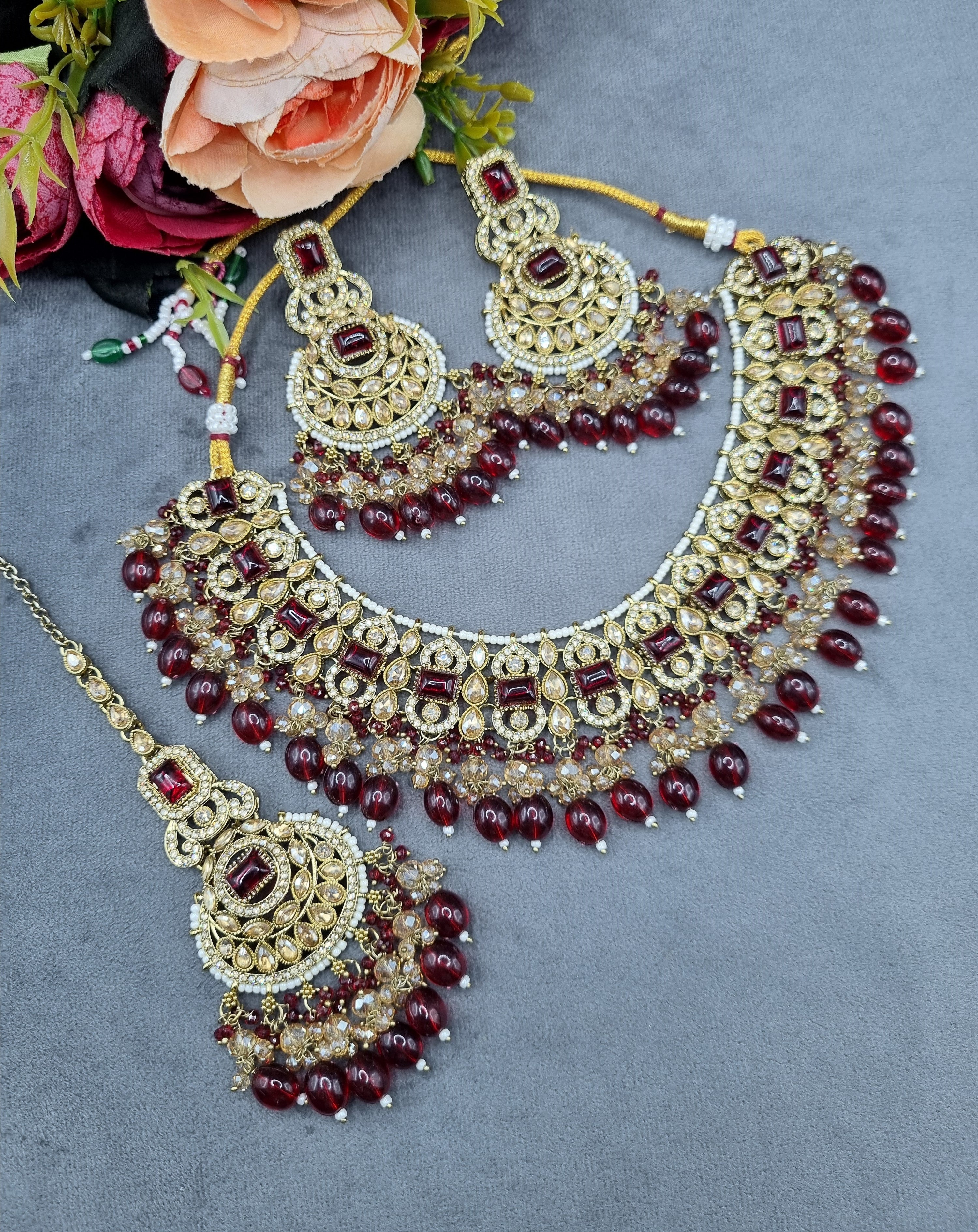 LAFZ  Crystal Jewelry Set with Earrings & Maang Tikka - CK1693