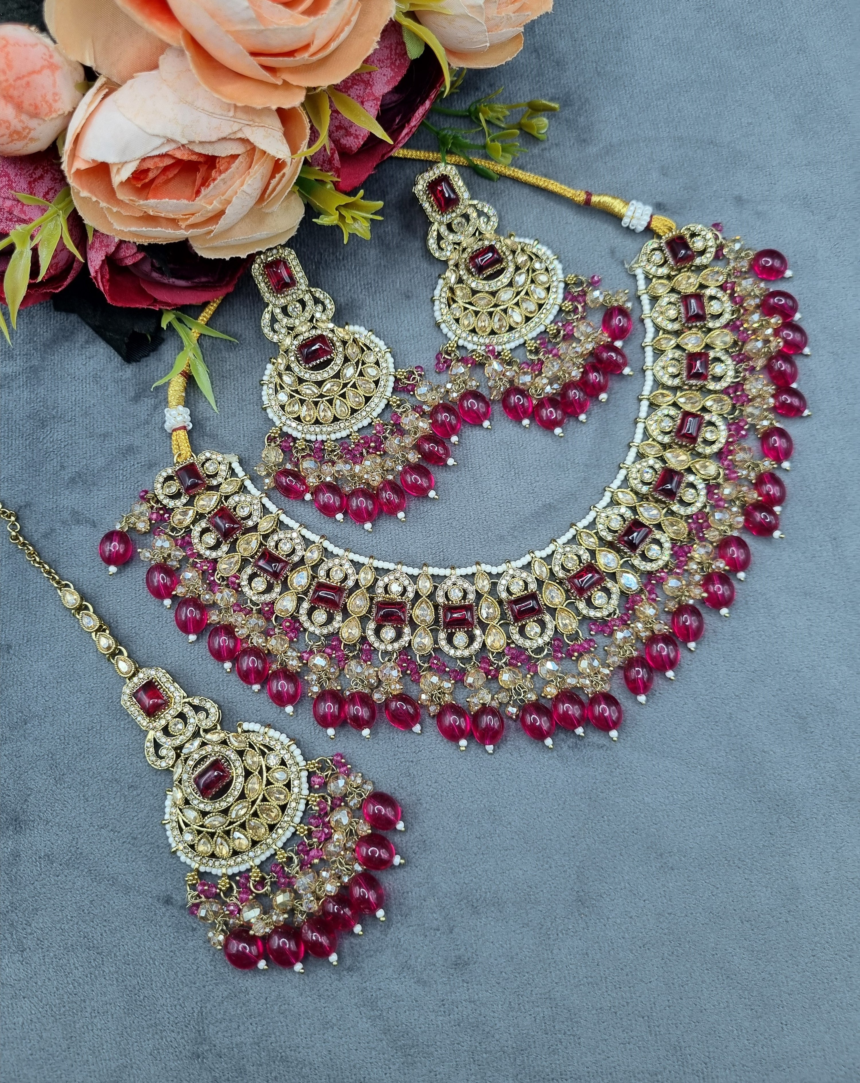 LAFZ  Crystal Jewelry Set with Earrings & Maang Tikka - CK1693