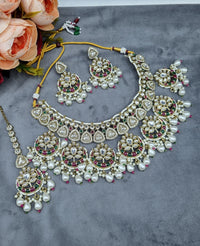 LAFZ  Royal Chandbali & Pearl Bridal Jewelry Set with Earrings & Maang Tikka - CK1694