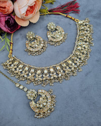 LAFZ  Antique Gold Necklace Set with Earrings & Maangtikka - CK1695LCD