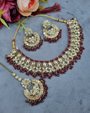 LAFZ  Antique Gold Necklace Set with Earrings & Maangtikka - CK1695LCD