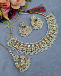 LAFZ  Antique Gold Necklace Set with Earrings & Maangtikka - CK1695LCD