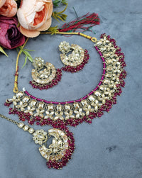 LAFZ  Antique Gold Necklace Set with Earrings & Maangtikka - CK1695LCD