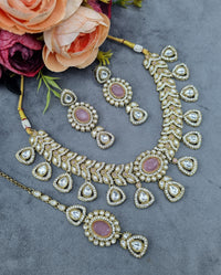 LAFZ  Antique Gold & Oval Accent Choker Necklace Set with Earrings & Maangtikka - CK1697RAMA