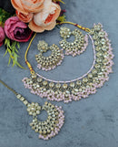 LAFZ  Antique Gold Finish Crystal Necklace Set with Earrings & Maang Tikka - CK1698MINT-