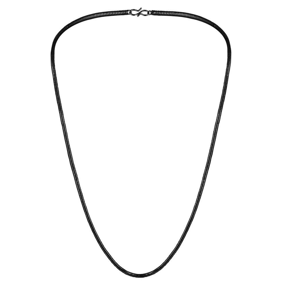 Mahi Exclusive Black Silver Long Chain for Men and Boys (CN1100231B)