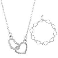 Mahi Combo of Linked Heart Bracelet and Necklace Pendant for Women (CO1105655R)