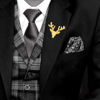 Mahi Combo of Deer-Face Shaped Wedding Brooch/Lapel Pin for Men (CO1105668M)