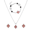 Mahi Scarlet Bloom Red Meenakari Enamel Pendant Earrings Bracelet Jewellery Set for Women & Girls (CO1105860R)